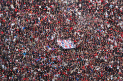 Fankurve ohne Blockschmuck beim Clásico San Lorenzo - Racing Club im April 2013