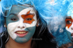 Bemalte Fans in Santa Fe vor dem Viertelfinale der Copa America 2011 zwischen Argentinien und Uruguay