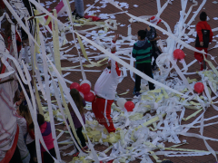 Huracán-Fans beim clásico gegen San Lorenzo im Estadio Tomás Adolfo Ducó, September 2015