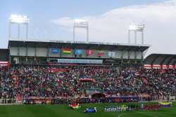 Haupttribüne des Estadio Municipal de El Alto beim Länderspiel Bolivien gegen Venezuela im September 2024