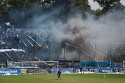 Der aufregenste Moment im Estadio Tres de Febrero beim Clásico Almagro - Estudiantes am 21.03.2015.