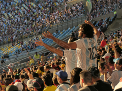 Argentinische Fans beim Copa-America-Viertelfinale gegen Venezuela im Maracana, Rio de Janeiro, Juni 2019
