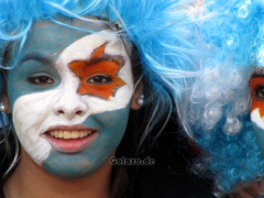 Bemalte Fans in Santa Fe vor dem Viertelfinale der Copa America 2011 zwischen Argentinien und Uruguay