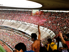 Toluca-Fan beim Torjubel im Aztekenstadion