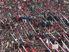 Fans der Chacarita Jrs. gegen Argentinos Jrs. in Villa Maipu, Juli 2017